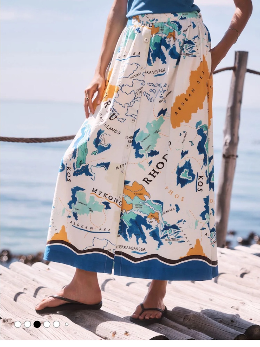 next White Maxi Skirt with Map Print - Picture 2 of 5